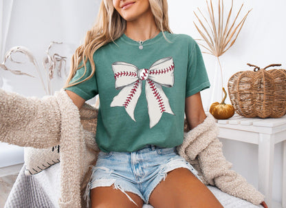 Baseball Lover Mom Game Day Comfort Colors Graphic Tees (Ribbon)