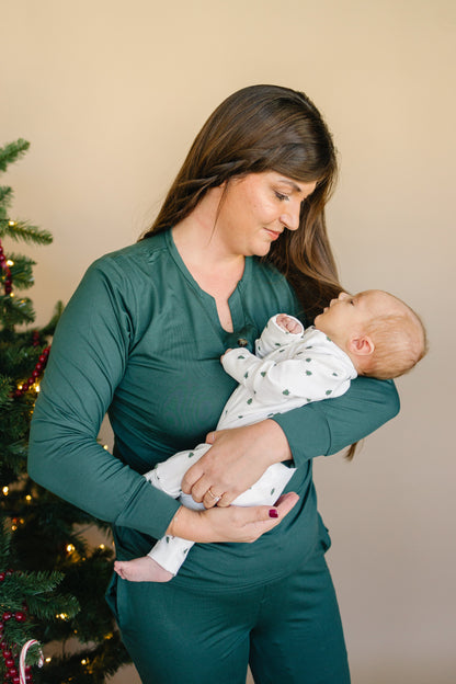 Tiny Trees Ribbed Bamboo Zippy Pajamas