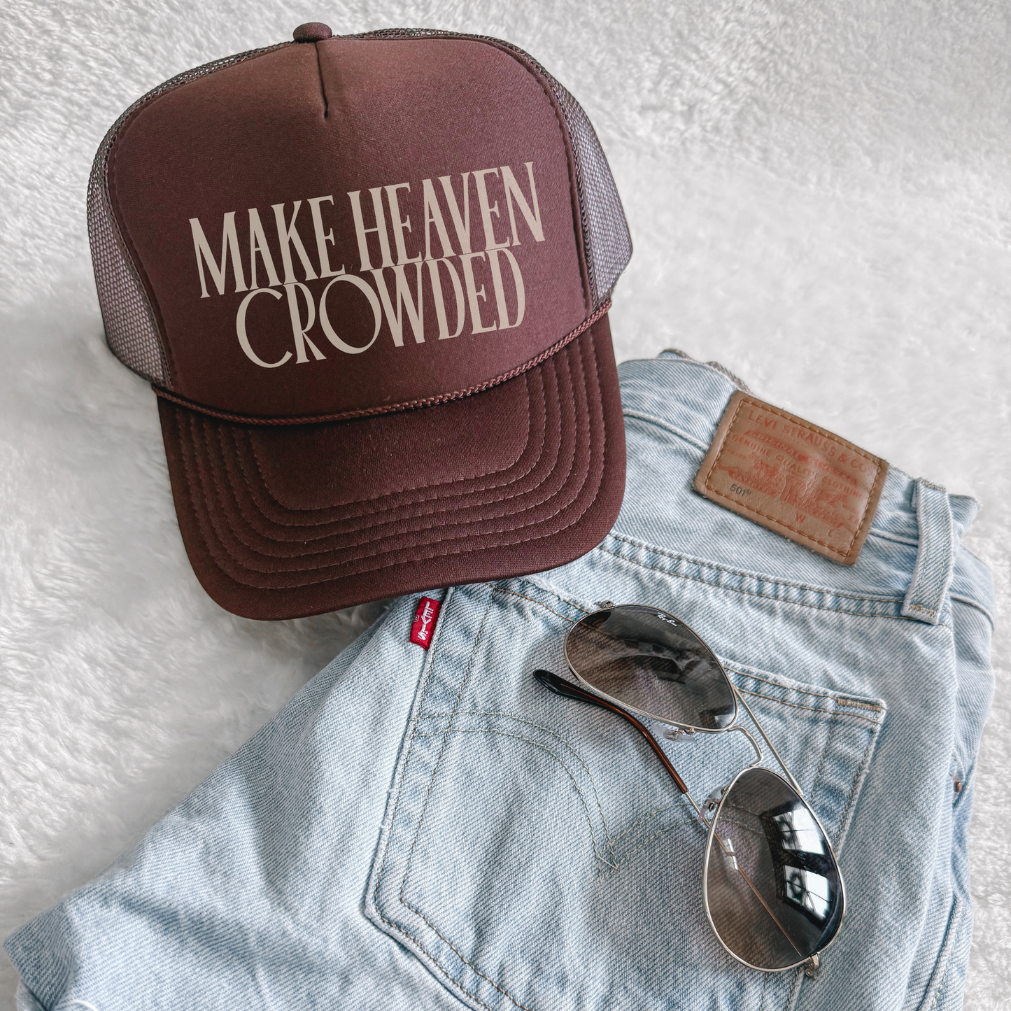 Make Heaven Crowded Trucker Hat | Christian Faith Cap