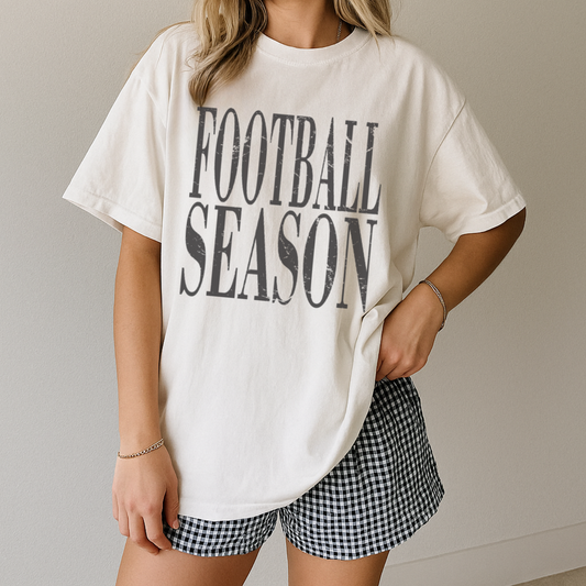 Distressed Football Season Tee Shirt